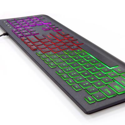 China Plug and Play Gaming Keyboard Wired Backlit RGB LED Colorful Rainbow Mechanical Keyboard with Switches for sale