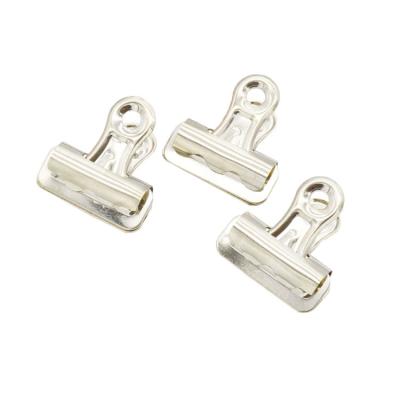 China Metal 25 32 55 63 75mm Round Large Metal Stainless Steel Hinge Clips Silver Bulldog Paper Clip Flange for sale