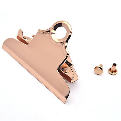 China Metal Rose Gold Paper Clip 78mm Round Smooth Metal Menu Clip Custom Table Top Clip for sale