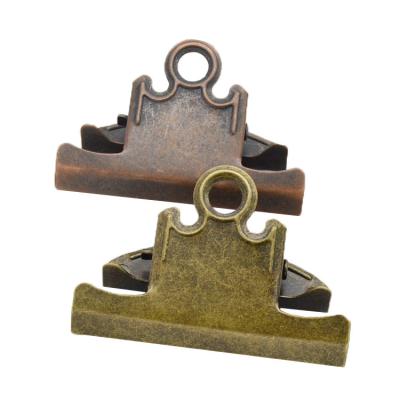 China 78mm Retro Metal File Folder Clip Metal Binder Fixed Clip Bronze Clipboard Clip for sale