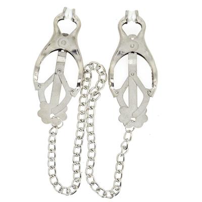 China Metal Difference Design Metal Adjustable Nipple Clamps With Chain Bondage CoupleFlirt Ring For Games Of Flirting Metal Breast Clips for sale