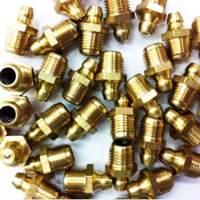 China High Temperature Resistant Brass M8 M10 M6 5/16-24 1/4-19 1/4-28 Grease Zerk Nipple Fitting for Industrial Applications for sale