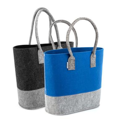 China Eco-friendly Recyclable Eco-friendly Colors Durable Customized Splice Felt Tote Shopping Shoulder Handbag for sale