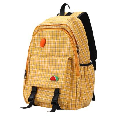 China Durable New Style Plaid Backpack Waterproof Female Lightweight Cotton Canvas Korean University School Bags For Girl Student for sale