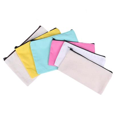 China Hot Selling Large Capacity School Office Solid Color Fashion Canvas Zipper Pencil Pouch Bag Eco-friendly for sale