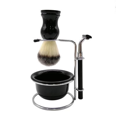 China Professional Male Single Blade Shaving Brush Set with Shaving Brush Soap Bowl Shelf Cleaning Brush for sale