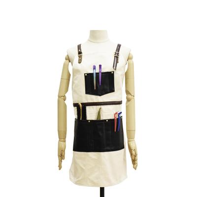 China Fashion Salon Apron Custom Made Sleeveless Waterproof Anti-Clogging Anti-Static BarberLeather Durable Japanese Cobbler Apron With Adjustable Buckle for sale