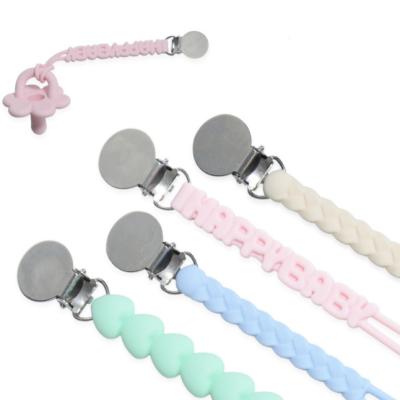 China Simply clean with soapy water or wipe with a damp cloth Teething Ring Pacifier Holder Soft Baby Pacifier Clip for Baby Teething Toy Boys and Girls Clip for sale