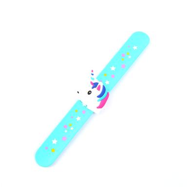 China Gifts Boys and Girls Birthday Party Supplies Favors Colorful Unicorn Star Slap Bracelets Silicone Wristbands for sale