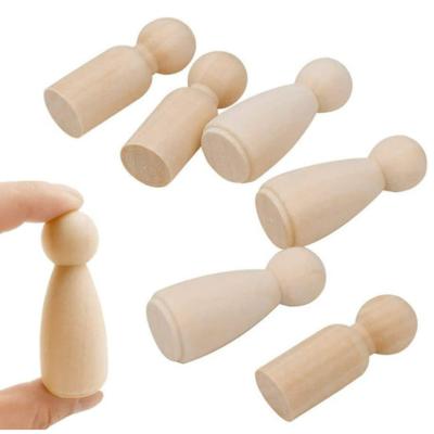 China Eco-friendly Material Wooden People Figures For Painting DIY Doll Decorative Craft Art Projects Unfinished Nature Wooden Peg Doll for sale