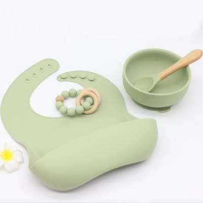 China Soft for Microwave Baby and Toddler Dishwasher Dishwasher Feeding Set Baby Safe Silicone Infant Baby Bibs Soft Spoon for sale