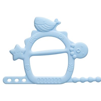 China Reuseable Silicone Wrist Teether Anti-dropping Teething Toy For 3+ Months Infants Silicone Teethers Baby Chew Toys for sale