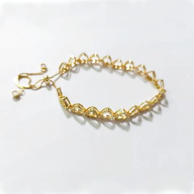 China High Quality Simple Gold Plated Wedding Accessories Shinning Lady Copper Lucky Standard Charm Bracelets for sale