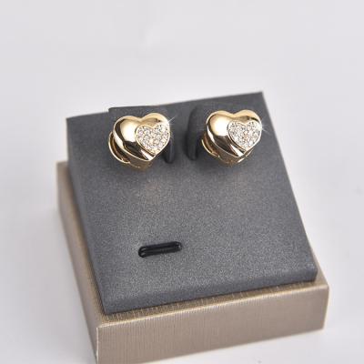 China Simple Fashion Support OEM Gold Plated Heart Zircon Wedding Accessories Good Workmanship Women's Earrings Wholesale for sale