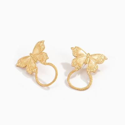 China Vintage Made In China Spring Fashion Women's Butterfly Circle Hoop Stud Earrings for sale