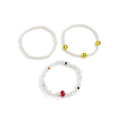 China High Quality European and American Style Mushroom Smiley Face Pearl Beaded Anklet Adjustable Set for sale