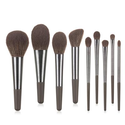 China Angular Blush 9 Makeup Brushes Silk Coat Soft Coat Hair Powder Eyeshadow Makeup Brush Set for sale