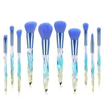 China Angular Blush Custom LOGO 10 Brush Diamond Handle Crystal Powder Painting Luxury Make Up Brushes for sale