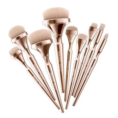 China Angular Blush LOGO 9 Toothbrush High Grade Base Makeup Custom Gold Plated Brush Set for sale