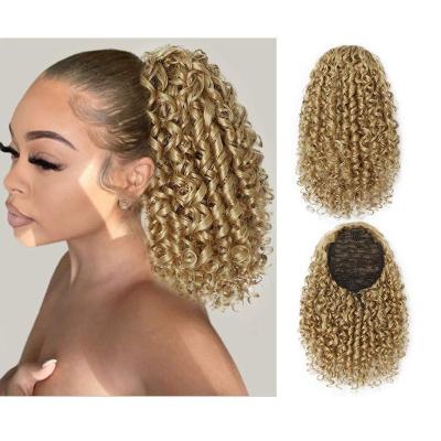 China Small African Stretchy Chemical Fiber Bun Net Water Wave Ponytail Ponytail Wig For Women for sale