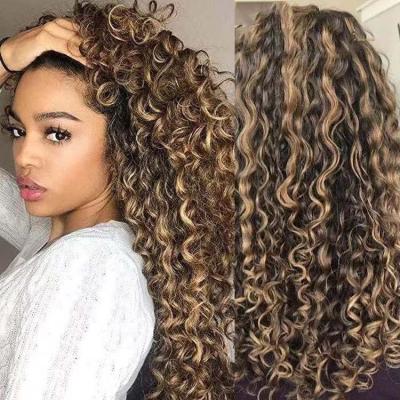 China Water Wave African Blonde Afro Wig For Women With Long Curly Hair for sale