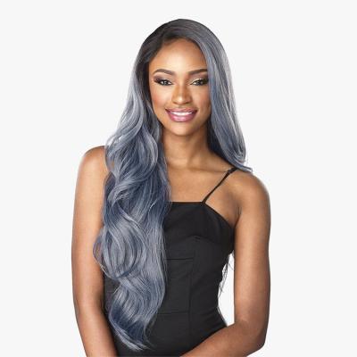 China Body Wave Europe States Cheap Wholesale Curly Hair Long Gradient Gray Purple Wave Wig Set for sale