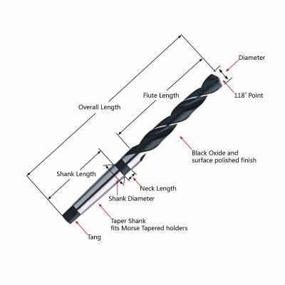 China HSS DIN 345 ​​Morse shank twist drill bit hss 4341 m2 M35taper metal drilling for sale