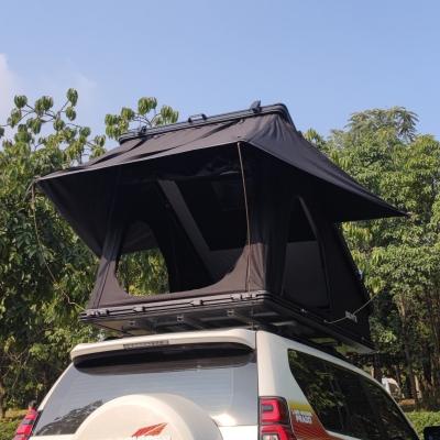 China 320G Polyester Cotton Triangle Rooftop Tent Aluminium Black Grey Color for sale