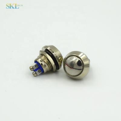 China Nickel Plating 12mm Round Metal Round Button Switch Reset Screw 2 Pin IP65 Pin Switch Waterproof Momentary Inching Light Bulb for sale