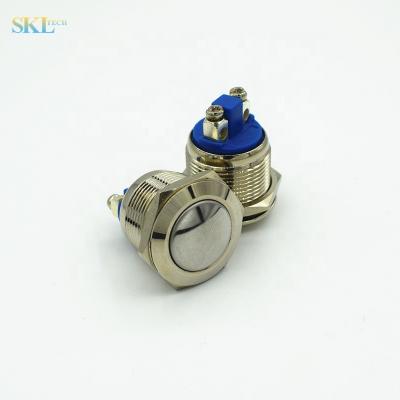 China IP65 Nickel Plating Brass Metal IP65 Momentary Terminal 19MM Screw Ball 2 Momentary Waterproof Head 36V3A for sale