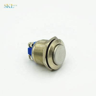 China IP65 36V3A Momentary Waterproof High Nickel Plating Metal Brass Ultra Short Terminal Switch Terminal 19MM Screw Head 2 for sale