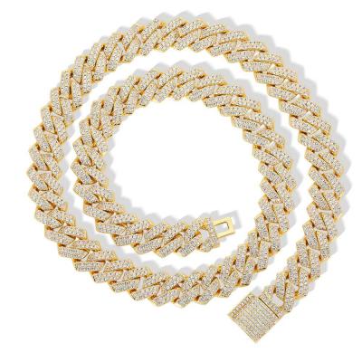 China Hiphop Bling Iced Out Silver Cuban Link Hip Hop Gold Hitter Chain For Men for sale