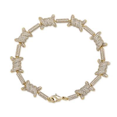 China CLASSIC Fashion Hip Hop Full Of Zircon Chain Barbed Wire Bracelet for sale