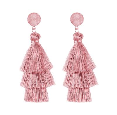 China Colorful Layered Tassel Earrings Druzy Drop Bohemian Earrings for sale