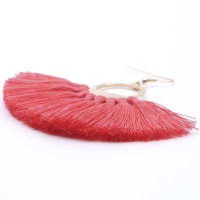 China Peony silk flower gold tassel earrings designs women girls jewelryfashion drop earrings new for sale