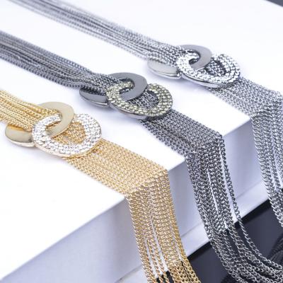 China Crystal Jewelry Tassel Pendant Long Necklace Women Statement Sweater Chain Necklaces for sale