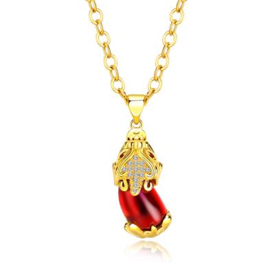 China Copper Necklace Charm Fish Fashion Jewelry 18K Gold Plated CZ Stone Copper Necklace Jewelry for sale