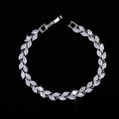 China 2020 New Trendy Hiphop Zircon Jewelry Leaf Charm CZ Crystal Female Bracelets & Bangles For Women for sale