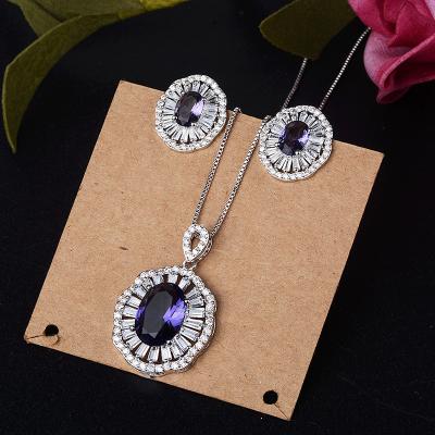 China FASHIONABLE Pakistani Copper Purple Zircon AAA Grade Woman Jewelry Sets for sale