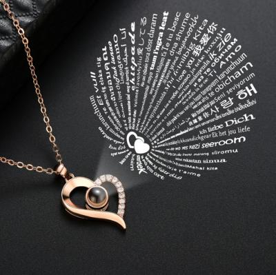 China 925 Sterling Silver Necklaces Sterling Silver 925 Valentine Gift 100 I LOVE YOU tongue heart necklaces for women for sale