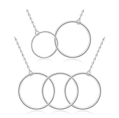 China Two Circle Necklace Plain 925 Sterling Silver Two 3 Circle Necklace for sale