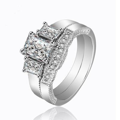 China 925 Silver Rings 925 Silver Big Zircon Stone Wedding Rings For Couples for sale