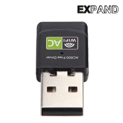 China Desktop Dual Band Auto USB Driver AC600 2.4GHz 5.8GHz 600Mbps 600Mbps Wireless USB Adapter Free Desktop WIFI Dongle Installation for sale