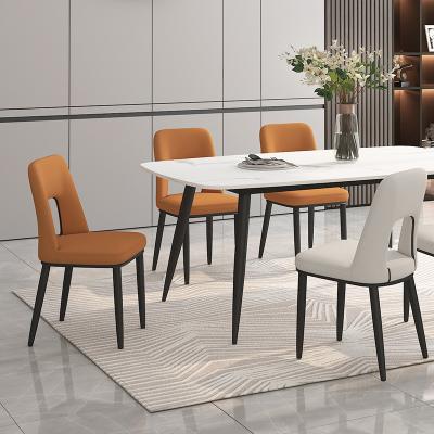 China Popular Modern Adjustable Leg Green Metal Restaurant Furniture Dining Room PU(Height) Modern Leather Chairs Dining Chairs for sale