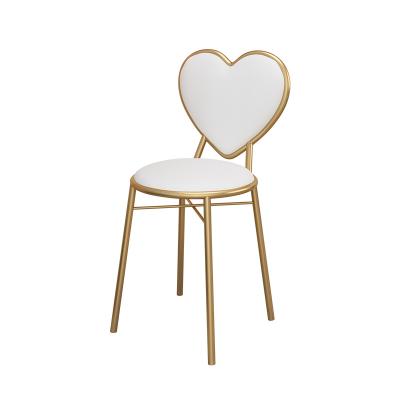 China (Size) China Manufacturer Design Heart Shaped Chair Adjustable White Upholstered Manicure Dining Chair Velvet Dining Chair With Metal Legs for sale