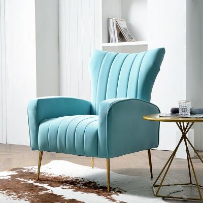 China Hot Sale Modern Living Room Furniture Single Seat Blue Velvet Loveseats Sofas Luxury Upholstered Furniture For Hotel for sale