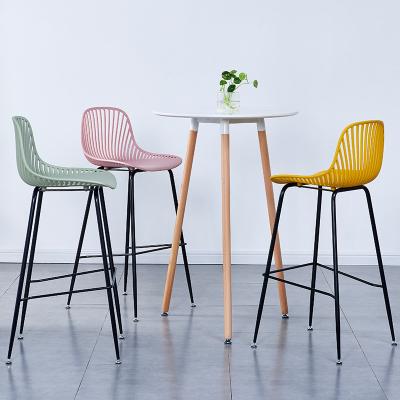 China Modern Design Modern Design White Cafe PP Metal High Leg Bar Plastic Minimalist Black Armless Blue Chair for sale