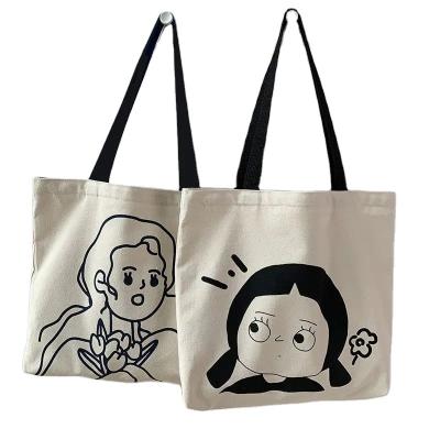 China Portable Good Quality Handbag Shopping Bags Leisure Travel Shoulder Canvas Tote Bag For College Students for sale