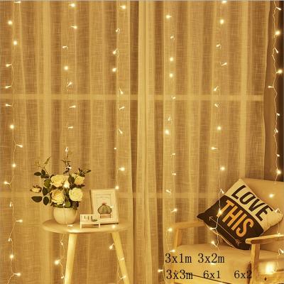 China Modern 8-mode Remote Control Curtain Fairy Led String Lights Indoor Decorative Holiday Home Room  Decoration USB/Battery/Plug Wedding for sale