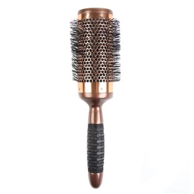 China Round Wooden Nylon Pin Barrel Painted Ceramic Aluminum Hair Brush for sale